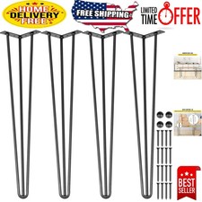 Durable 34" Black Hairpin Legs Set of 4 - 880lbs Load Capacity for Furniture
