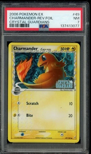 2006 Pokemon EX Crystal Guardians #49 Charmander Reverse Foil PSA 7 NM