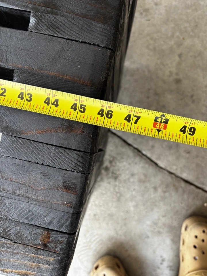 Modern Handmade Oak Outdoor Slat Bench Dimensions 48x16 - Image 2 of 4