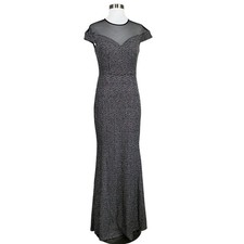 Betsy  Adam Women's Formal Dress Size 4 Black  Silver Metallic Evening Gown