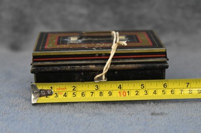 Vintage 30er Jahre Burnett Ltd London Blech Geldkassette mit Schlüssel - Art Deco Spardose