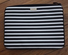 Kate Spade Laptop Sleeve Square Black White Stripe Tech Padded For 13" Device