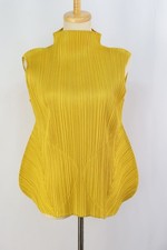 PLEATS PLEASE Yellow High Neck Sleeveless Top 092 6824