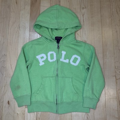 Polo Ralph Lauren Hoodie Kids Size 4/4T Lime Green Spellout Full Zip Sweatshirt