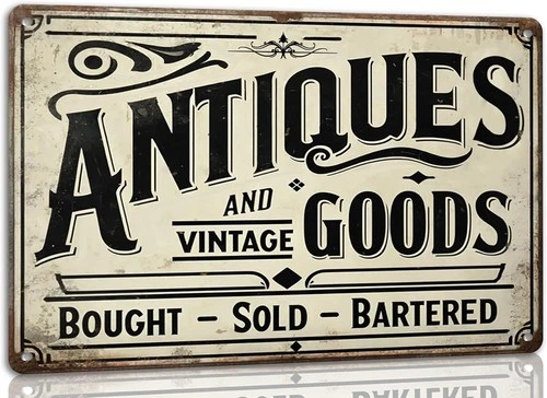 Metal Tin Sign Antiques and Vintage Goods Bar Cafe Garage Wall Decor 8x12