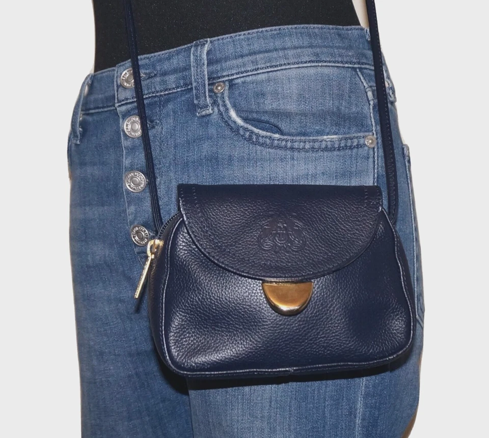 Bolso Bandolera DIDIER LAMARTHE' Pequeño Cuero Azul Marino 4x6 FRANCIA Foto 2 de 4