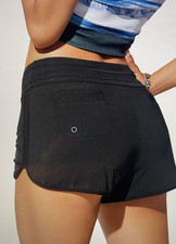 CRZ YOGA Womens Gym Swim Shorts Black RY011 Medium 8/10  Cute High Waist Lined