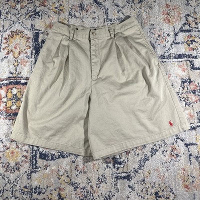 Vintage Women s Polo Ralph Lauren Pony  Khaki Wide  Shorts Pleated Front Sz 12