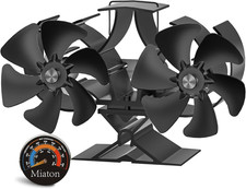 12-Blade Stove Fan Silent Operation | Dual-Motor Log Burner Fan Heat Powered for