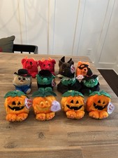 12 Vintage RARE 90  s Halloween Puffkins Beanie Plush New With Tags Lot Swibco