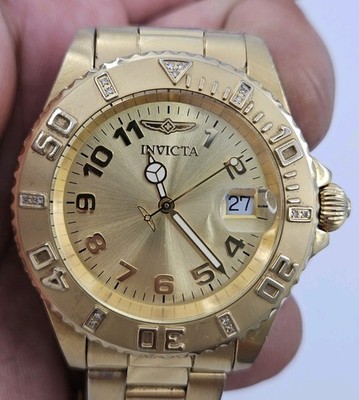 Invicta 15249 Pro Diver Gold Genuine Diamonds Stainless Steel 200m