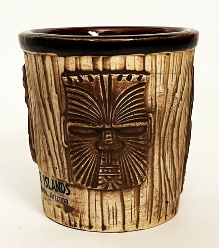 VTG 3 FACES BROWN TIKI MASK PLANTER BUCKET MUG CUP ISLANDS PHOENIX AZ OMC JAPAN - Picture 5 of 14