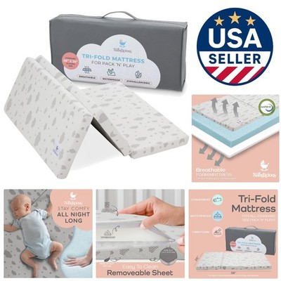 Hypoallergenic Trifold Pack and Play Mattress | Safe & Comfortable Baby Sleep