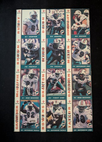 1998 Dolphins Card Sheet Set x24 Uncut - Sprint - Marino McDuffie Buckley Taylor - Picture 8 of 8
