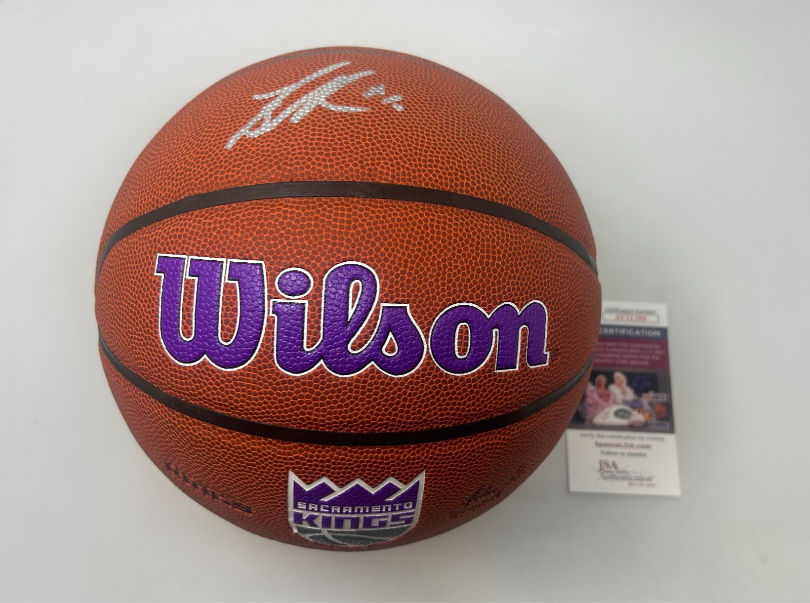 Mike Bibby Autographed Signed Sacramento Kings Wilson NBA Logo Basketball JSA COA 