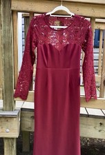 NWT Lulu’s Long Cranberry Red Lace Maxi Dress Size M - Prom, Weddings