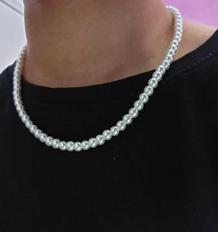 Colar de pérolas brancas AAA redondo 6-7mm natural FW para joias femininas fecho de prata - Imagem 3 de 3