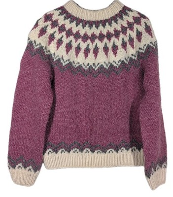 VTG Icelandic Wool Fair Isle Sweater Women s Sz M Pink Fron Enterprises Canada