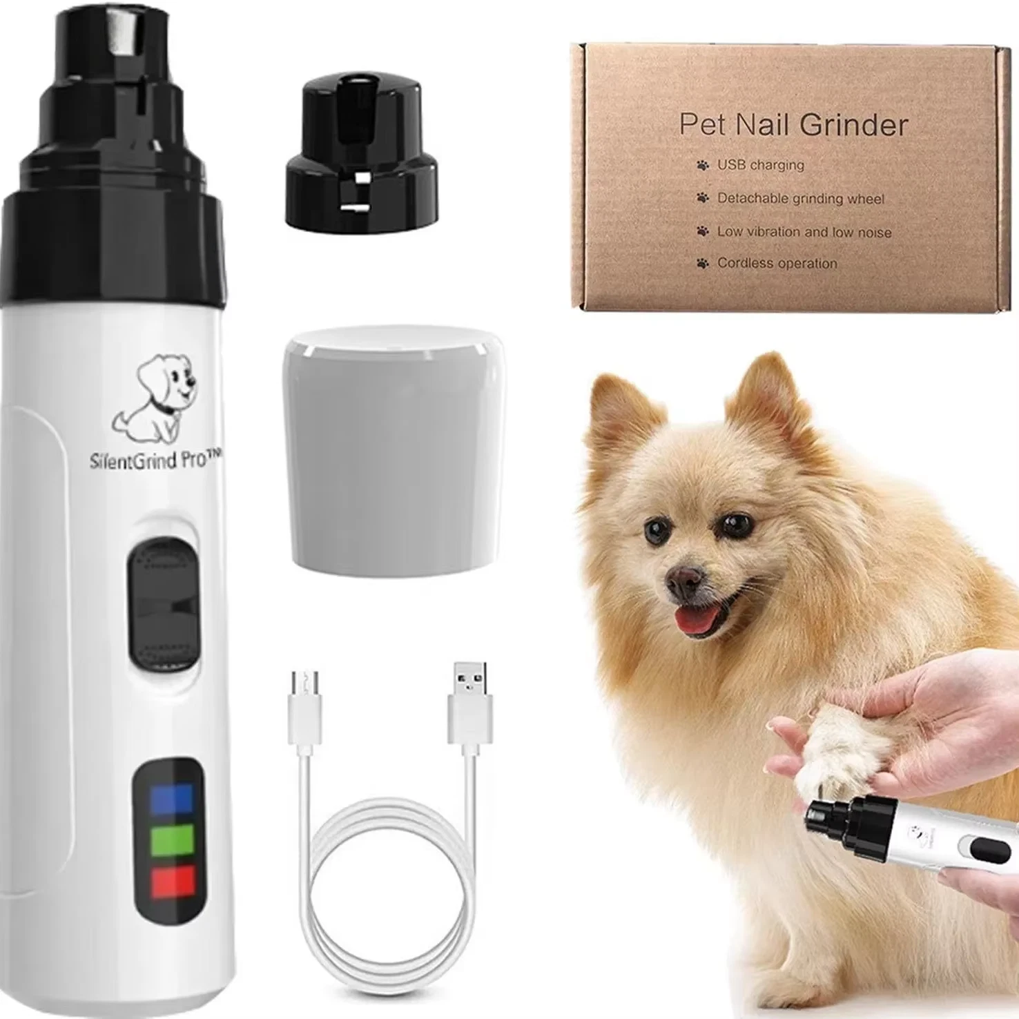 Pet Nail Grinder USB Rechargeable Dog Electric Nail Clipper Cat Claw Grinder