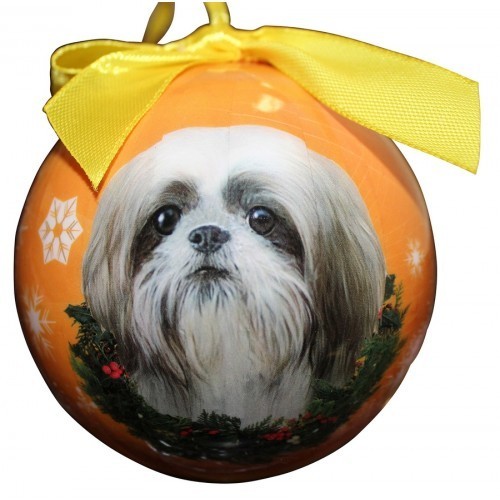 Shih Tzu white and tan Ornament