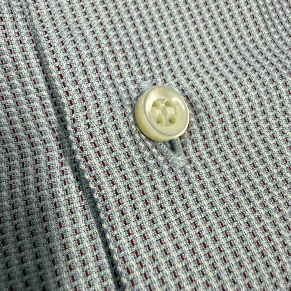 Giorgio Armani Dress Shirt French Cuffs Italy Cotton Textrued Blue 16 1/2 Large - Image 4 of 4