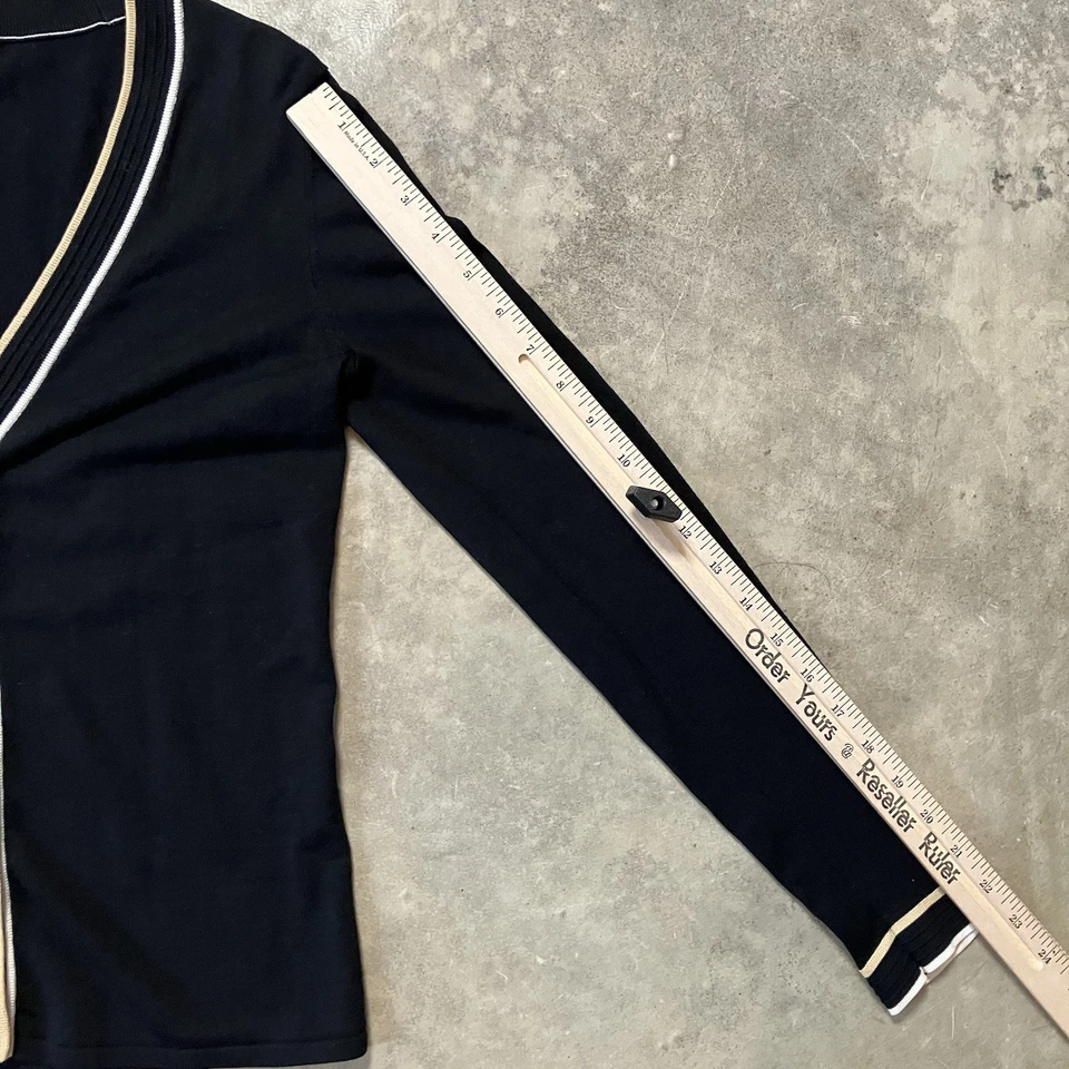 Suéter blanco + Warren para mujer talla S negro mezcla de seda cárdigan abotonado cuello en V Foto 4 de 4