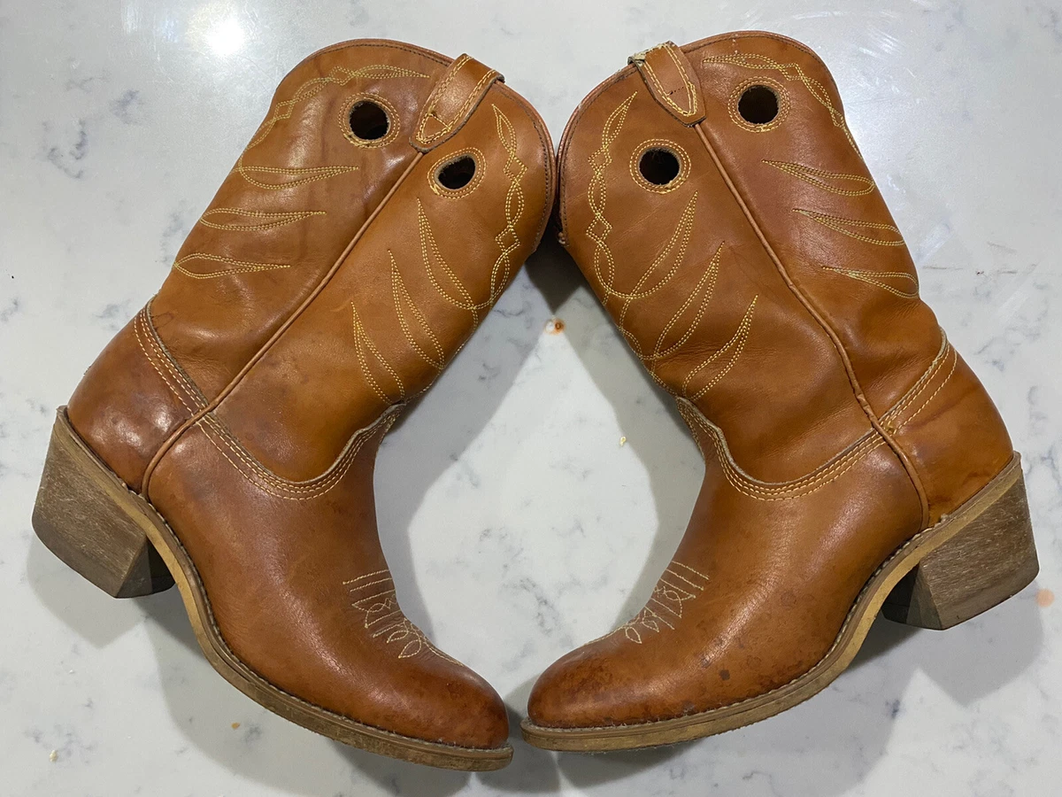 Vtg 60s 70s MADE IN USA womens country western leather dancing boots W 5 1/2
