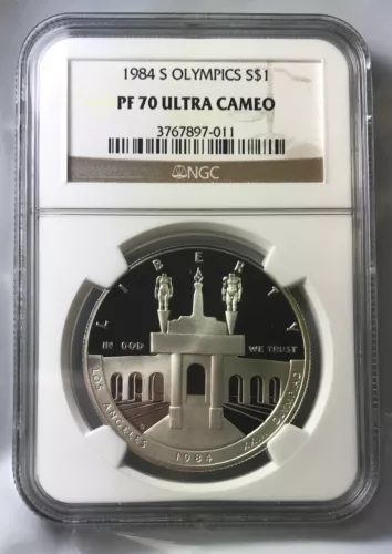 1984 S Olympics Silver Dollar Coin $1 NGC PF 70 ULTRA CAMEO PERFECT RARE