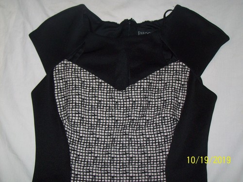 ENFOCUS STUDIO DAMEN SCHWARZ-WEISS GEOMETRISCHER DRUCK ETUIKLEID GRÖSSE 6 - Bild 5 von 7