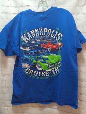 Kannapolis Cruise-In 2014 Men's XL t-shirt Veteran's Park Beaver's Honda blue