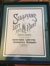 Boxing! Rare, John L. Sullivan 1888 Framed Sheet Music.