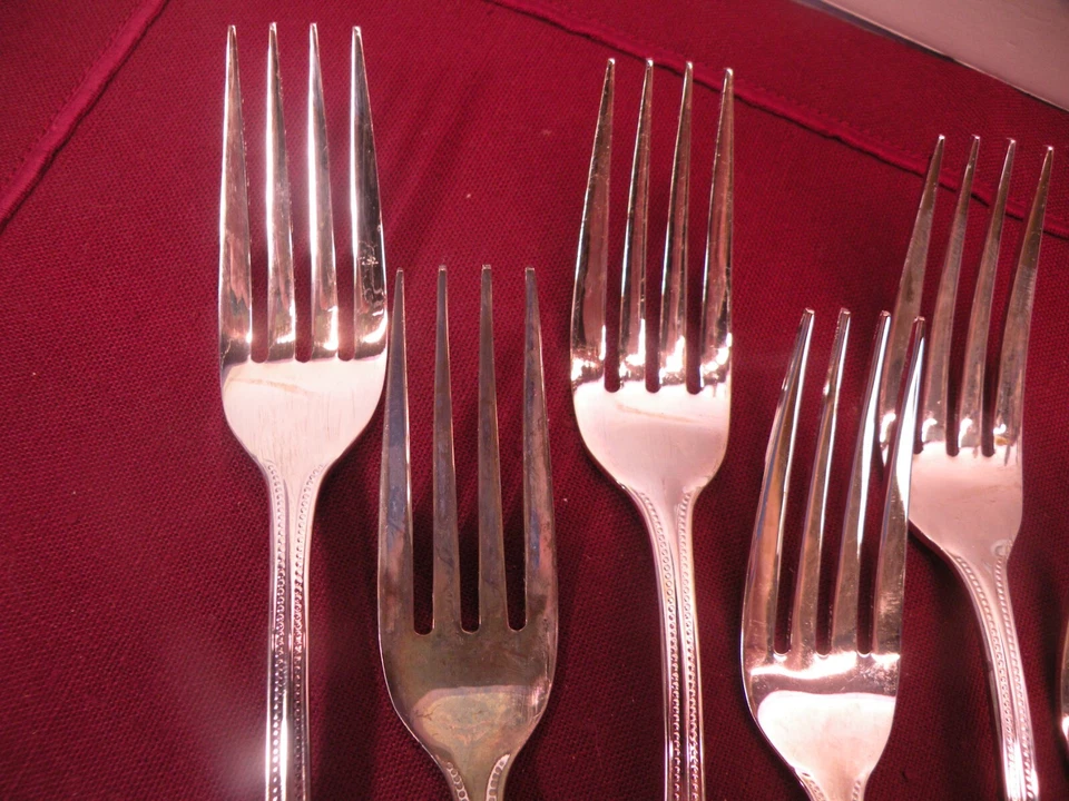 Set Of 6 TOWLE Supreme STUART SHELL Silverplate Dinner Forks 7 3/8" - Image 2 of 4