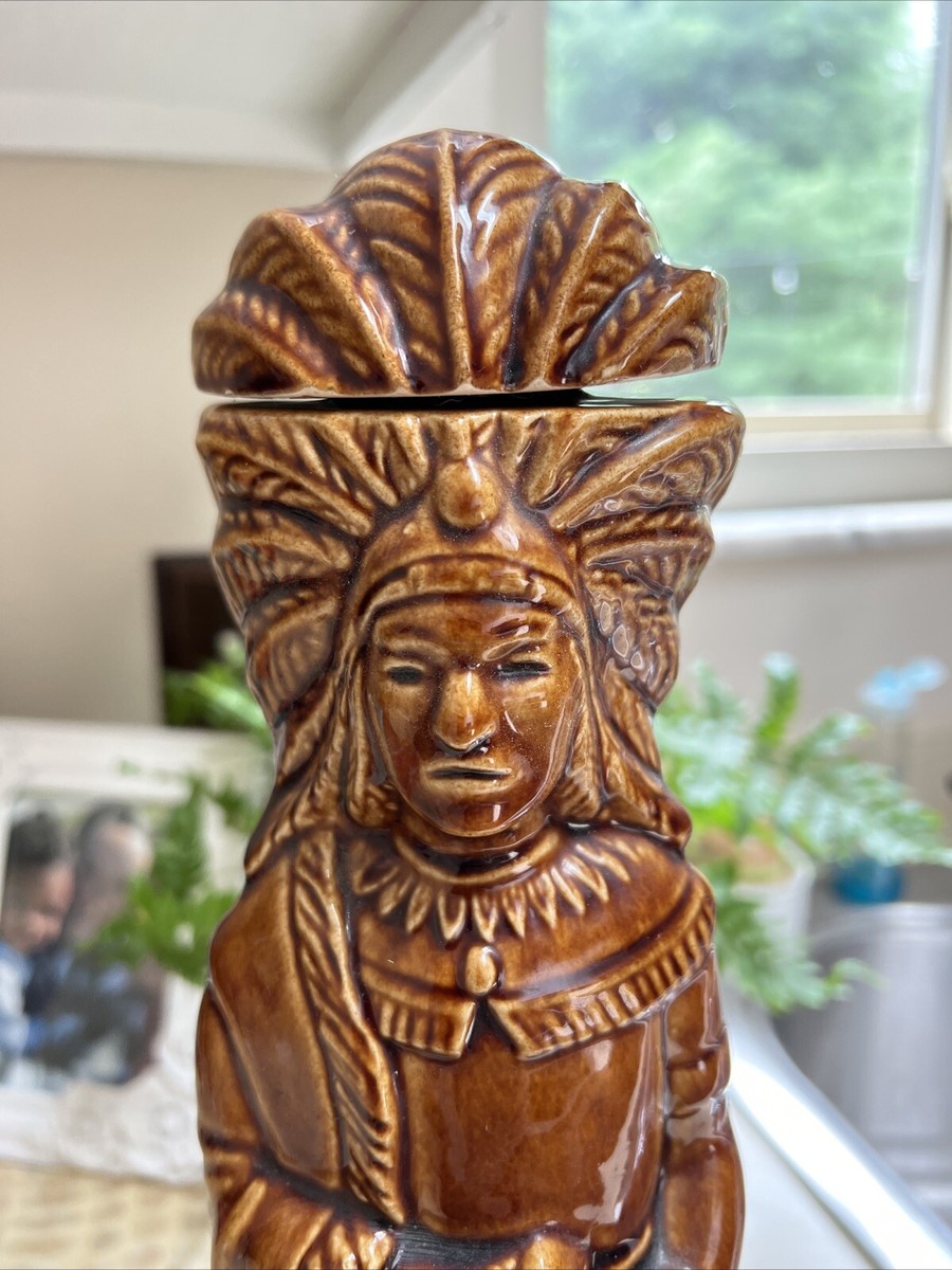 Vintage Ezra Brooks Indian Chief Whiskey Decanter 1968 VERY RARE