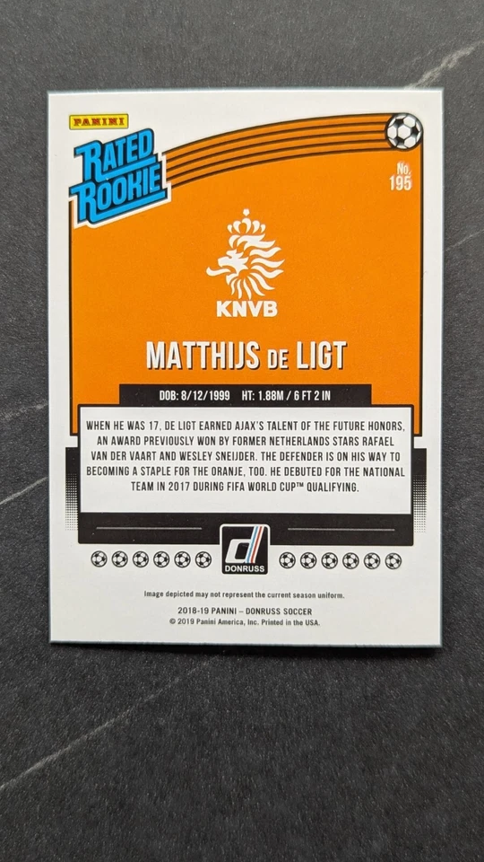 2018-19 Panini Donruss Rated Rookie Matthijs De Ligt RC - Image 2 of 2