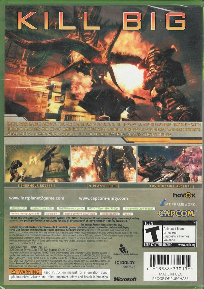 Lost Planet 2 Xbox 360 (Brand New Factory Sealed US Version) Xbox 360 - Image 2 of 2