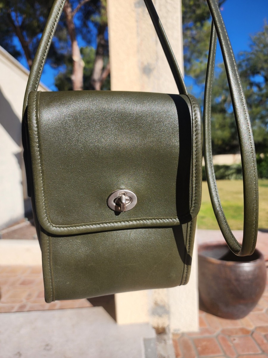 Vintage Coach Forest Green Leather NICKEL Hardware Scooter