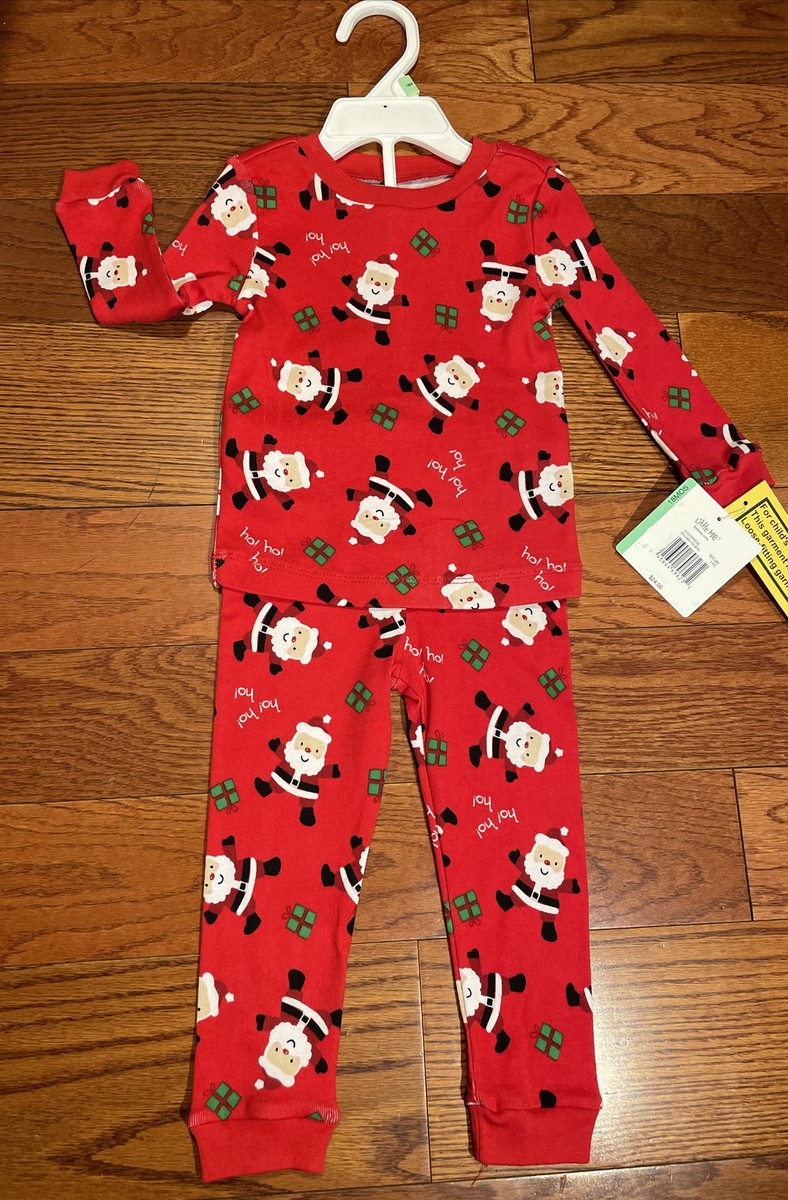 NWT Toddler Little Me Red Christmas Santa Print Long Sleeve Pajama