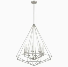 Quorum International Bennett 8-Light Pendant, Satin Nickel, 28.5"Wide, 33"Tall