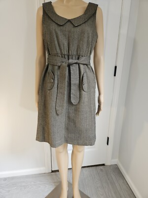 #ad Soda Blu Womens Dress Medium Shift Brown Belted Business Career Made in USA $21.75