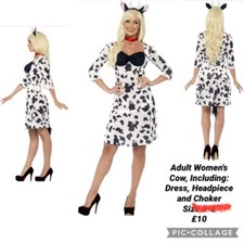 Smiffys Adult Cow Costume Ladies Fancy Dress Costume Extra Small 4-6 Farm Animal