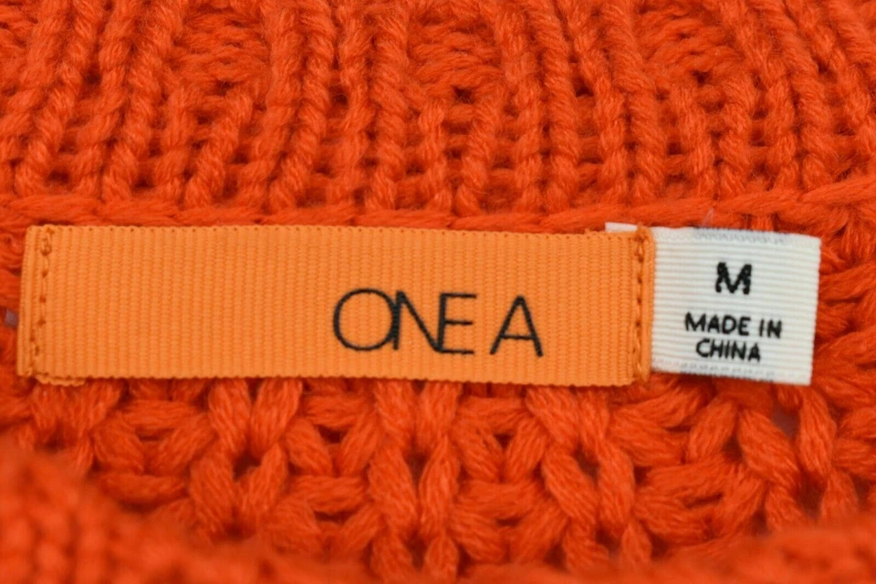 Suéter Pullover One A Mujer Naranja Tejido Mixto Cuello Redondo Estilo Sólido Foto 3 de 4