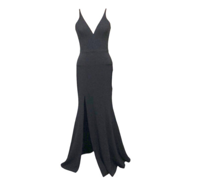 chinese dress ladies Plunge Cut-Out Maxi Dress in Black