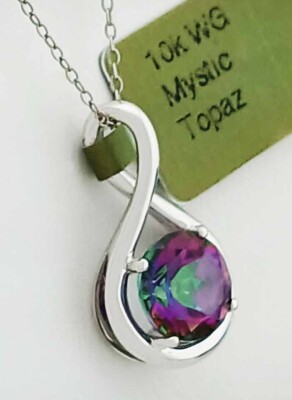 LAB CREATED 2,18 Kt MYSTISCHER TOPAS ANHÄNGER 10K WEISSGOLD - Neu mit Etikett