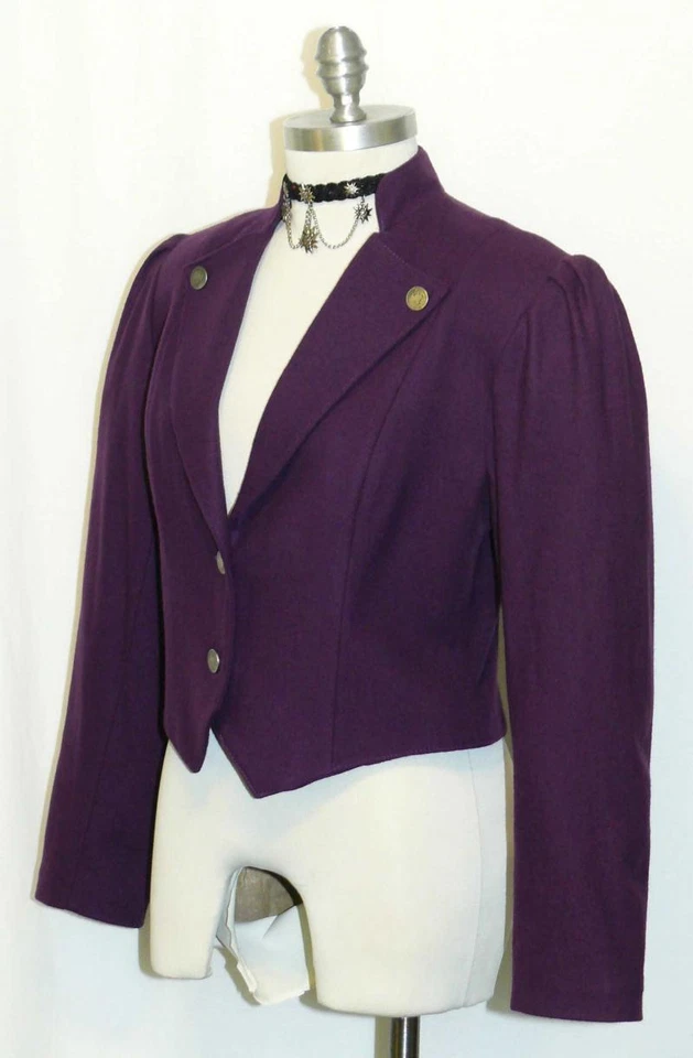 紫色 LAVENDER ~ 羊毛女式奥地利短修身礼服西装外套夹克 38 8 S — 第 3/4 张图片