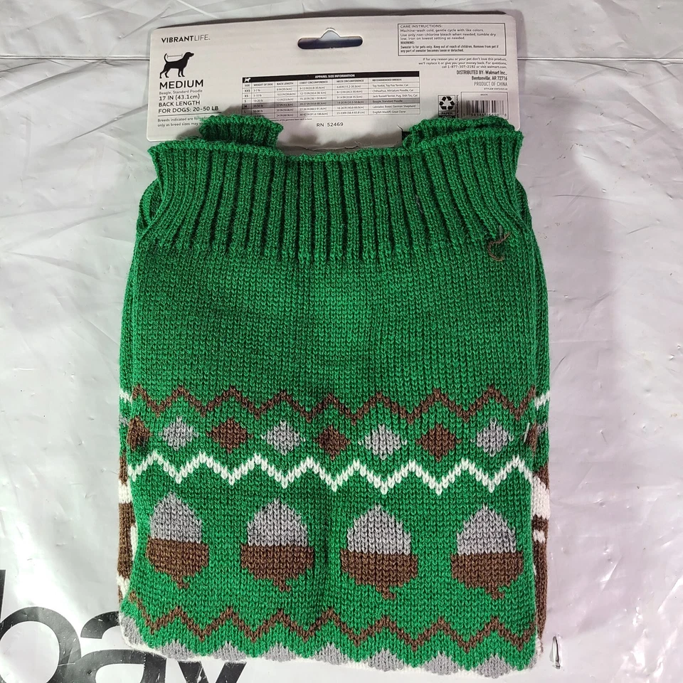 Suéter Vibrant Life Pet Verde con Ardilla Talla M Beagle Caniche Estándar 20-50 libras Foto 2 de 4