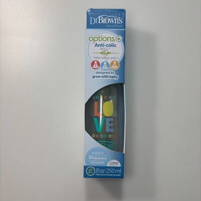 Dr. Brown's Natural Flow Anti-Colic Bottle + Options 8 oz Narrow Clear E9B
