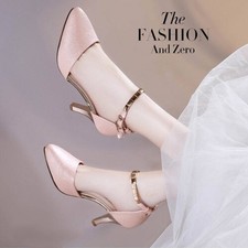 Sandali da donna misura tacco basso a gattino festa ballo scarpe corte con cinturino sposa