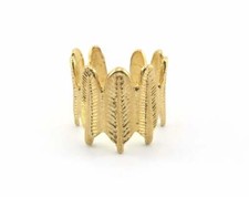 Feather Adjustable Ring Raw brass 18.5mm 8.5US inner size - Adjustable 3213