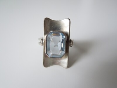 Ring 835 Silber Farbstein Blau Ringschiene Offen 4,4 g/Verstellbar ab Gr.49
