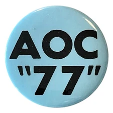 Vintage APOC "77" 1.25 inch diameter blue pinback Pin-Back 1977